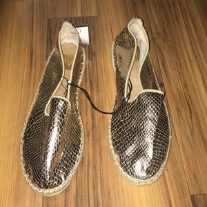 gold metallic slip on shoes